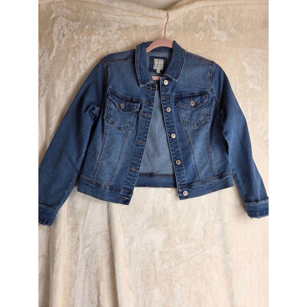 WAX JEAN Women's Denim Jacket Blue Medium Classic Trucker Style‎